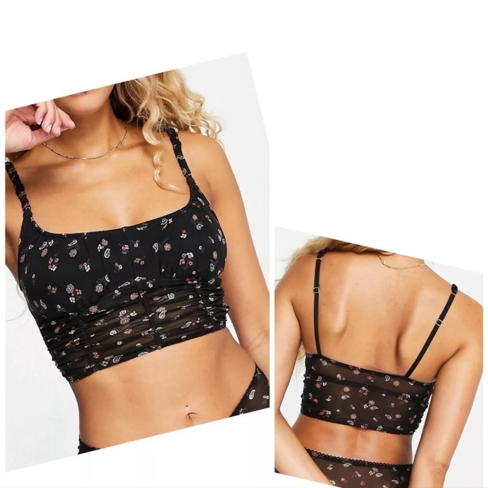 Gilly Hicks Black Floral Mesh Bralette